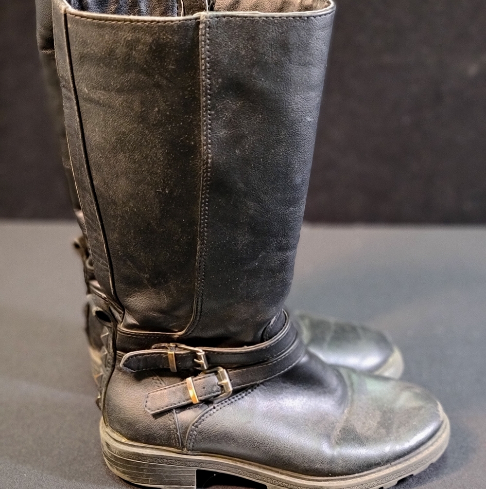 Kids Black Leather Boots